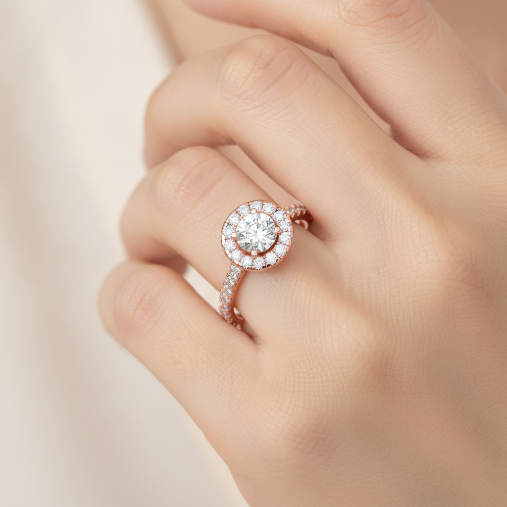 Fiminiace Classic Halo Diamond Engagement Ring In 925 Sterling Silver - Thirteen