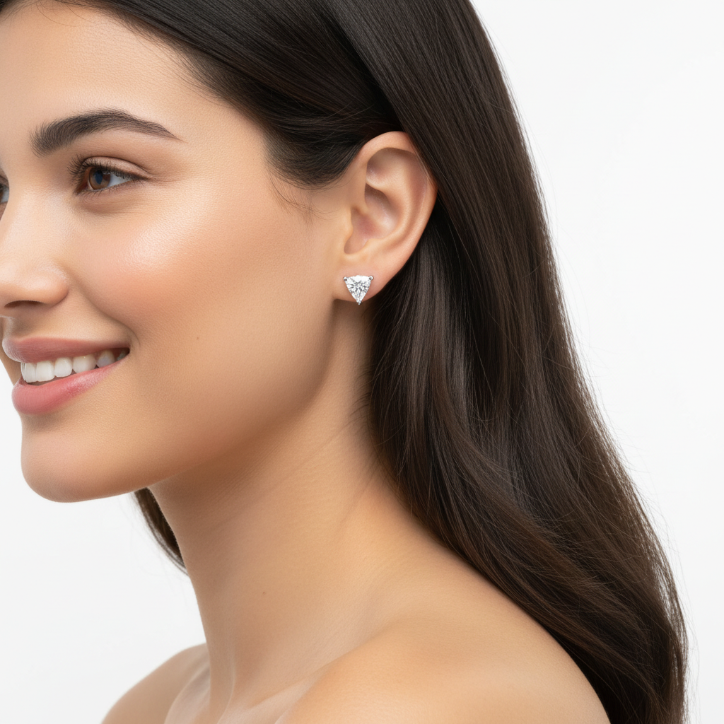 Triangle Cut Stud Earrings - Eight