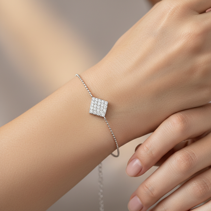 Pav Diamond Geometric Hexagon Bracelet - Eight