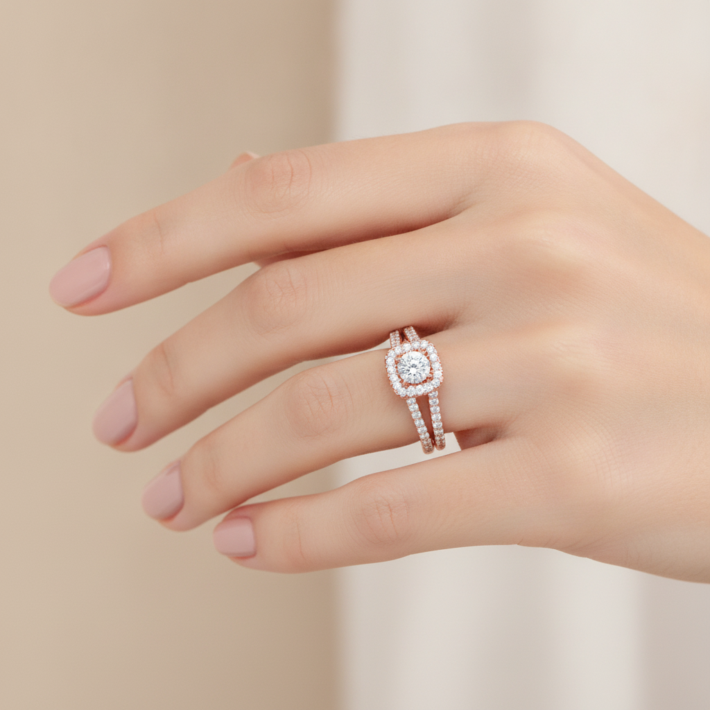 Jubliant Halo Diamond Ring In 925 Sterling Silver - Thirteen