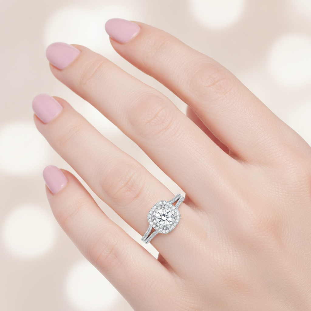 Allured Halo Ring In 925 Sterling Silver - Fourteen