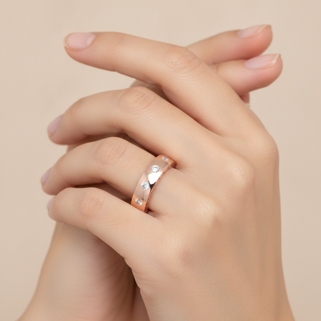 Belle Rose Broad Band Ring In 925 Sterling Silver - Thirteen