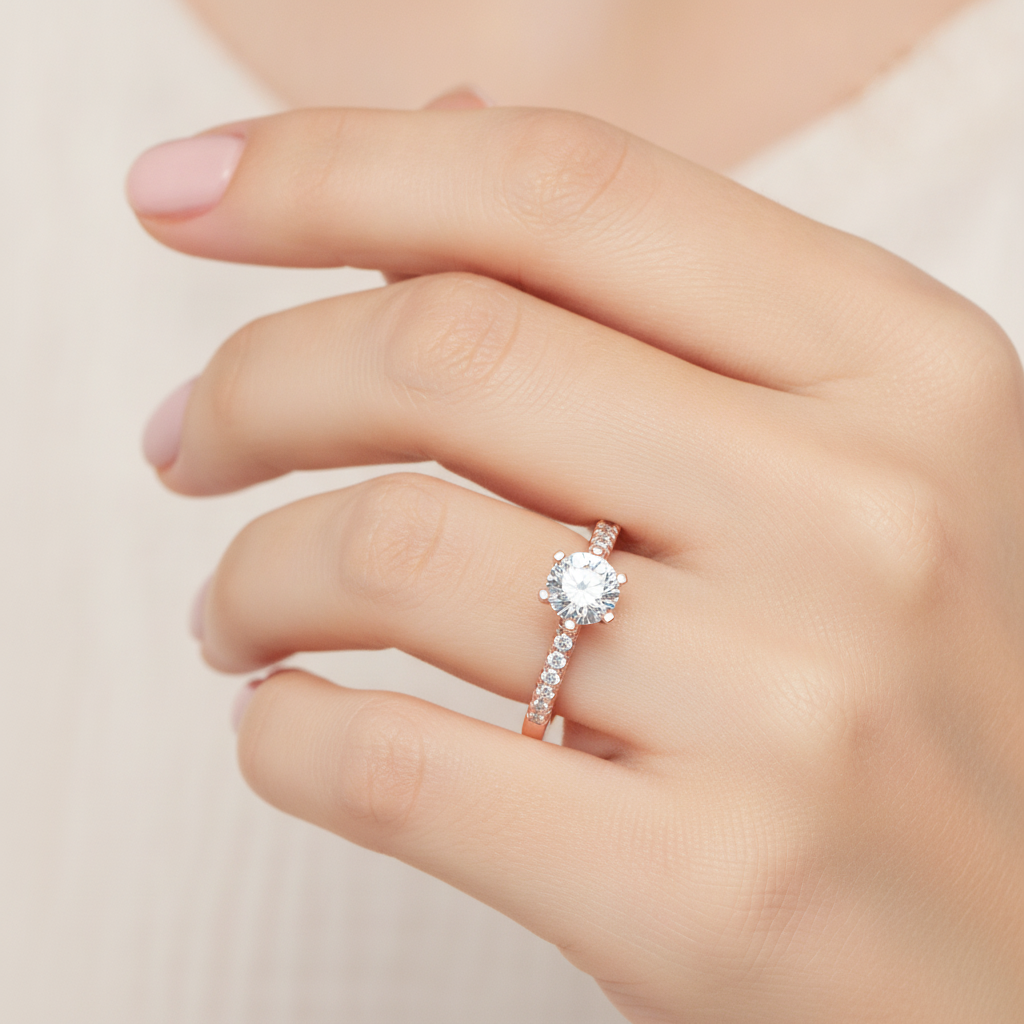 Light Solitaire Ring In 925 Sterling Silver - Thirteen