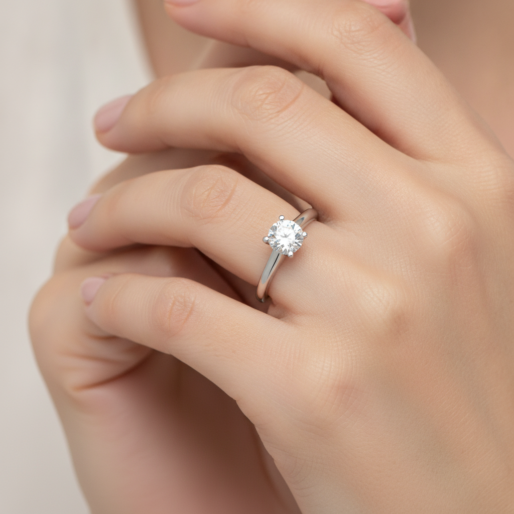 Calin Classic Solitaire Ring In 925 Sterling Silver - Thirteen