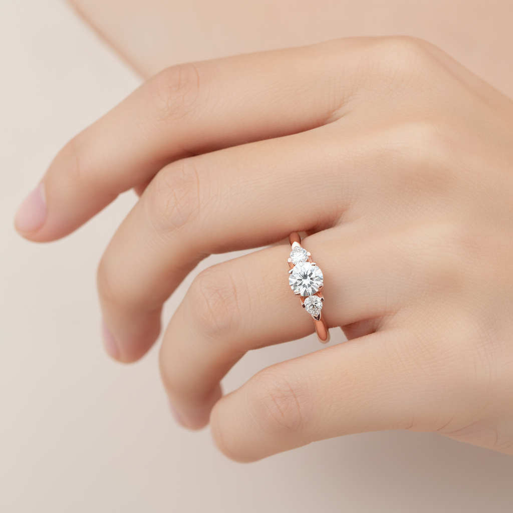 Blazing Tri Stone Ring In 925 Sterling Silver - Thirteen