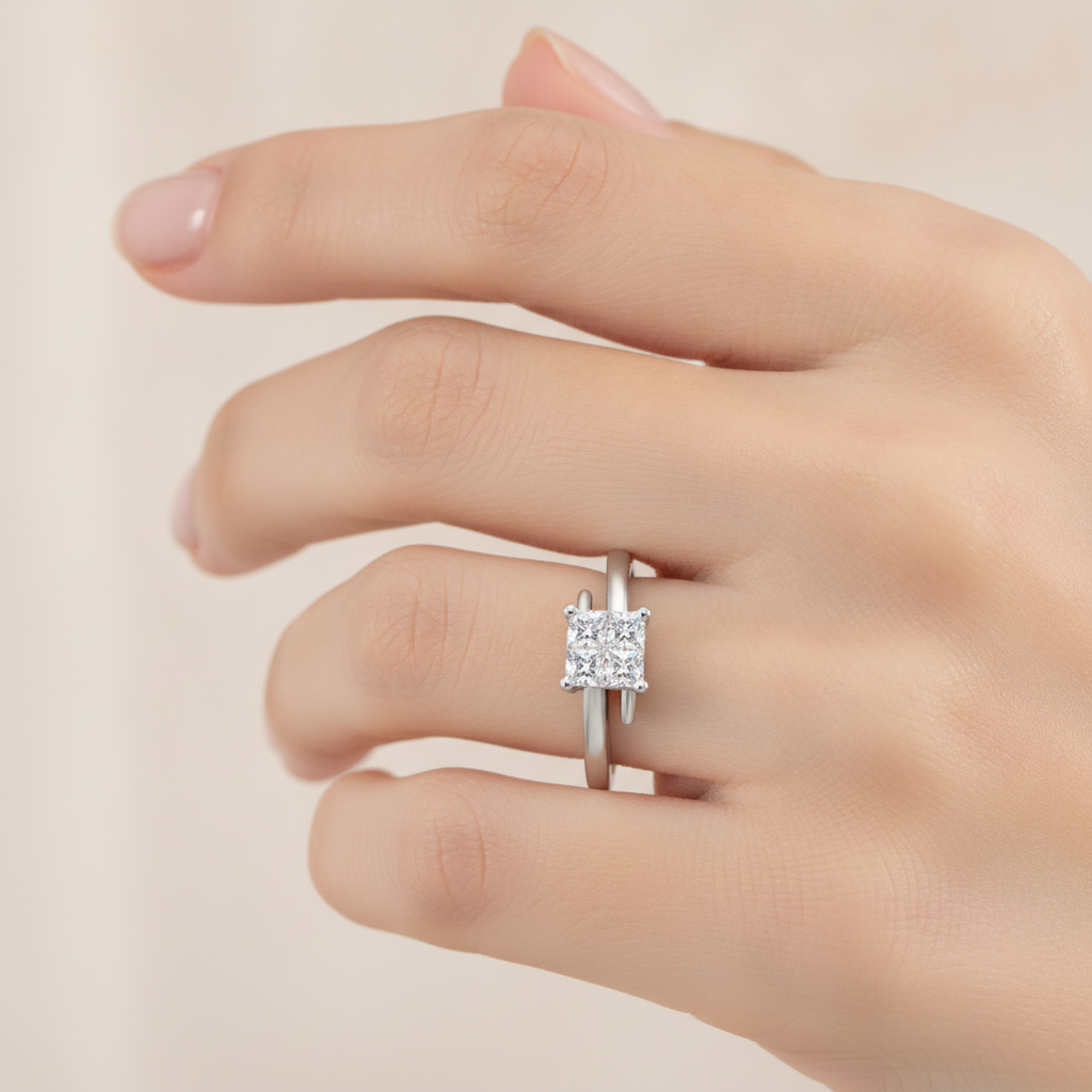 Criss Cross Solitaire Ring In 925 Sterling Silver - Thirteen