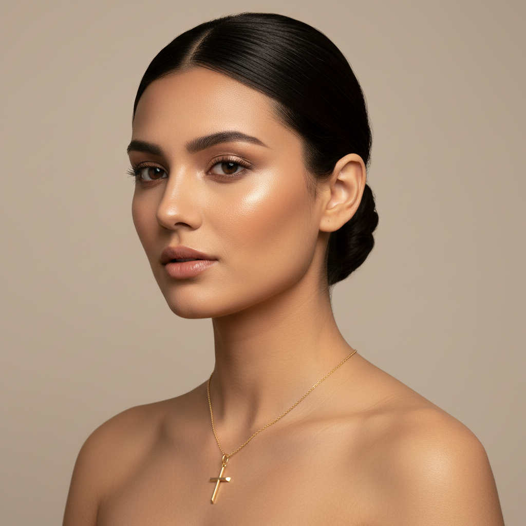 Sleek Cross Pendant Necklace With Chain - Ten