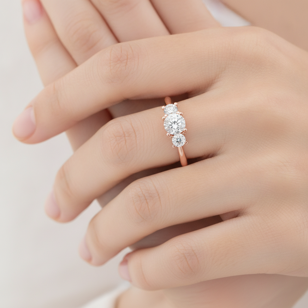 Coruscating Tri Stone Ring In 925 Sterling Silver - Thirteen