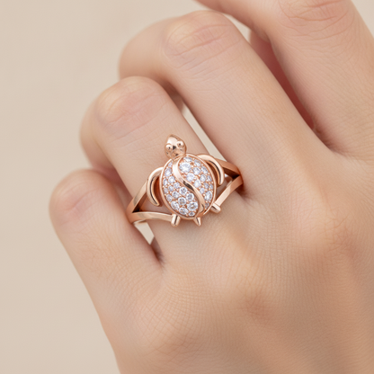 Turtle Blooming Band In 925 Sterling Silver - Thirteen