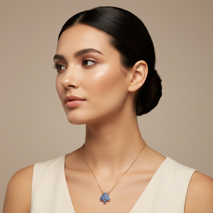 Blue Crystal Spade Pendant Necklace - Five