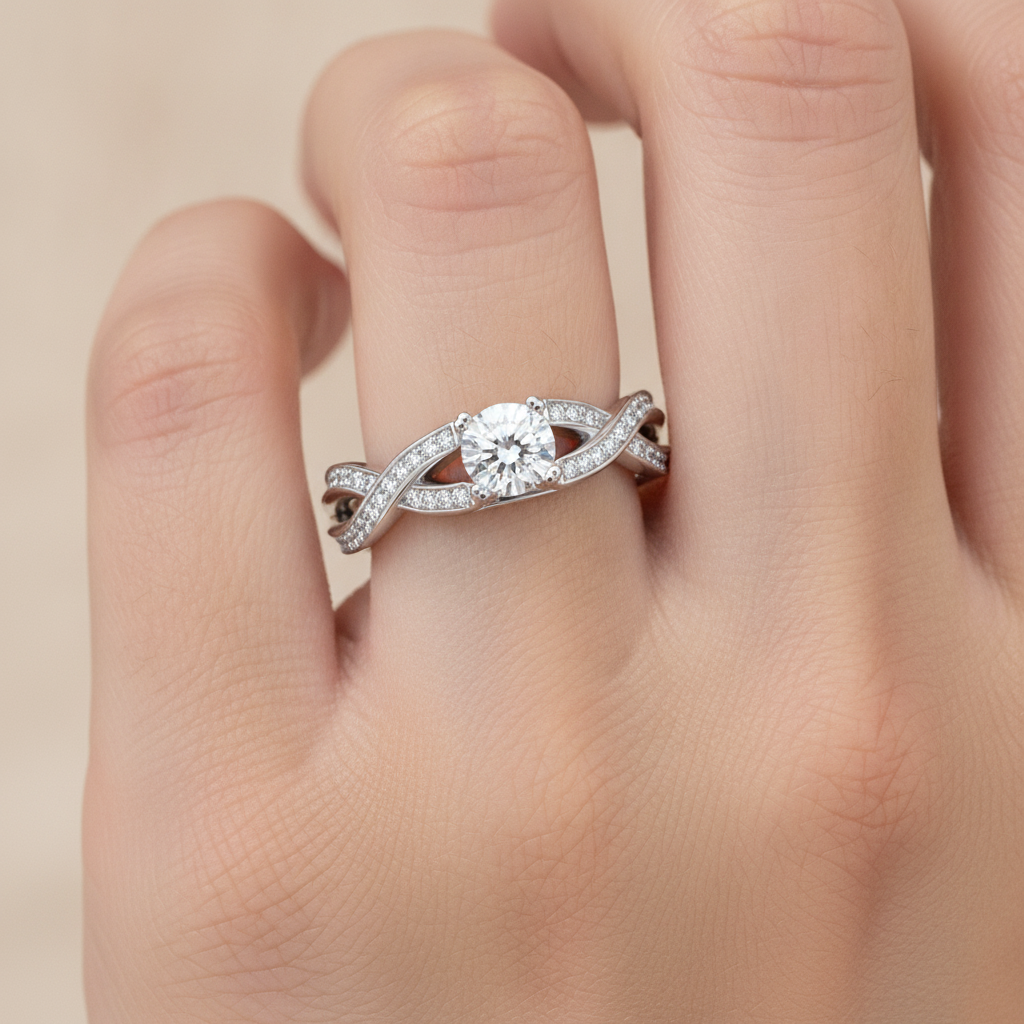 A Simple And Beautiful Engagement Ring In 925 Sterling Silver - Thirteen