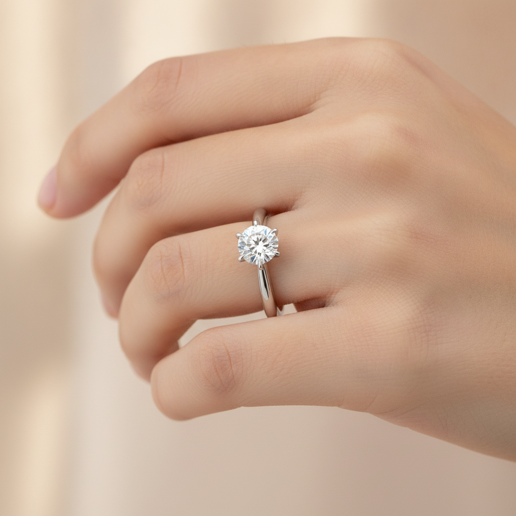 Feuilles Classic Solitaire Ring - Thirteen
