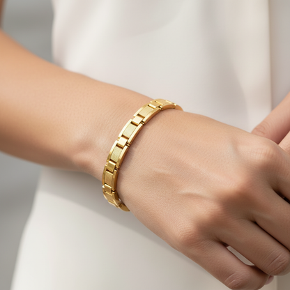 Textured Mesh And Bar Link Bracelet With Lobster Clasp - Five