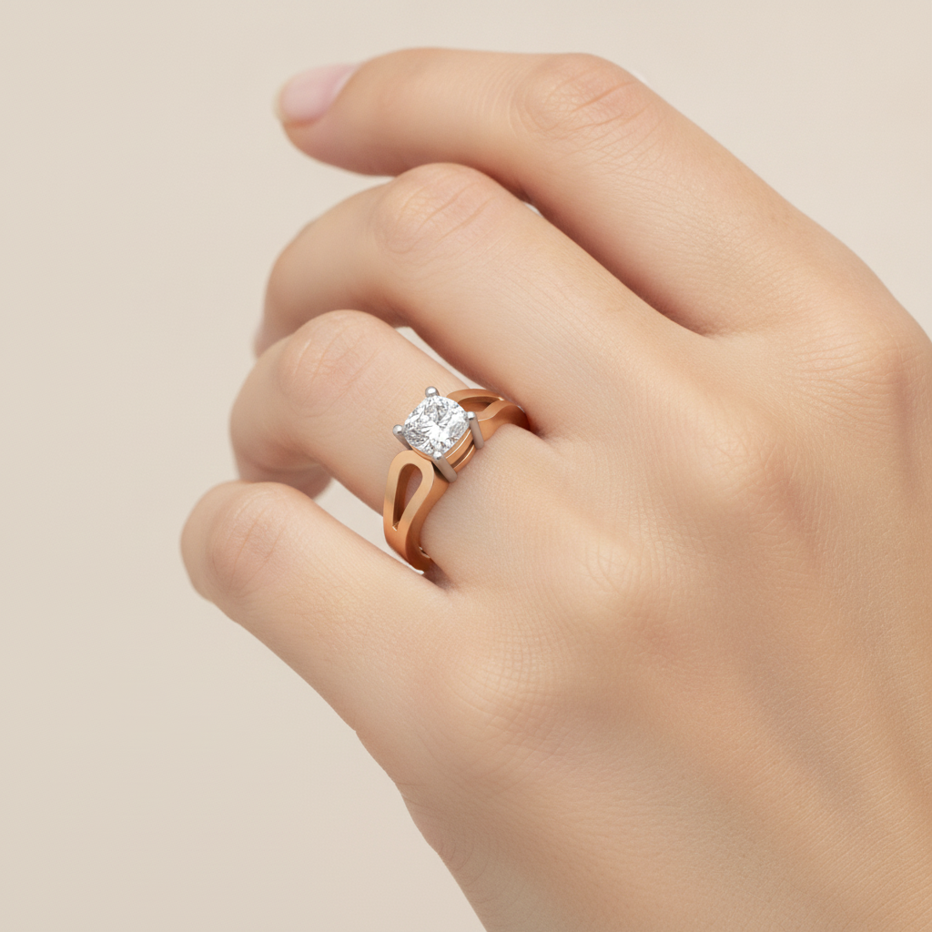 Whimsical Loop Solitaire Ring In 925 Sterling Silver - Thirteen