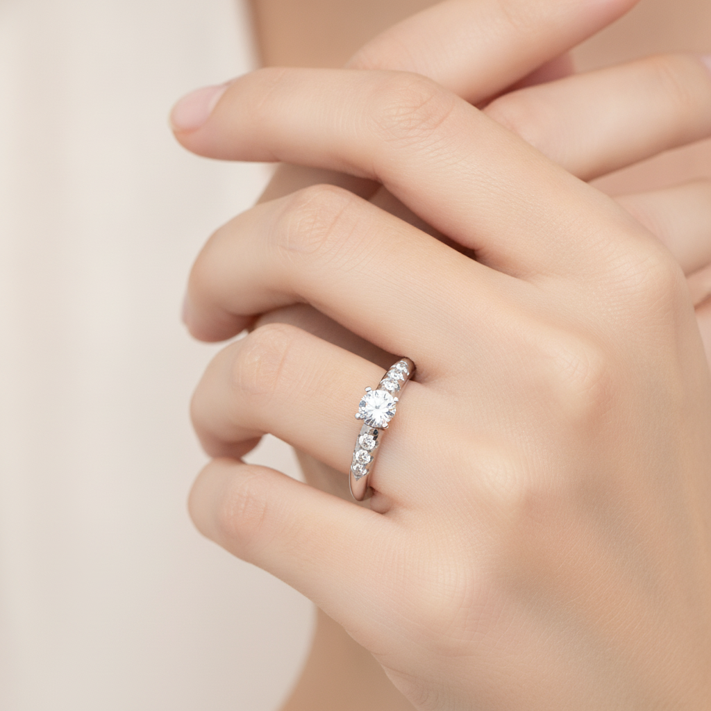 Jazzy Solitaire Ring In 925 Sterling Silver - Thirteen