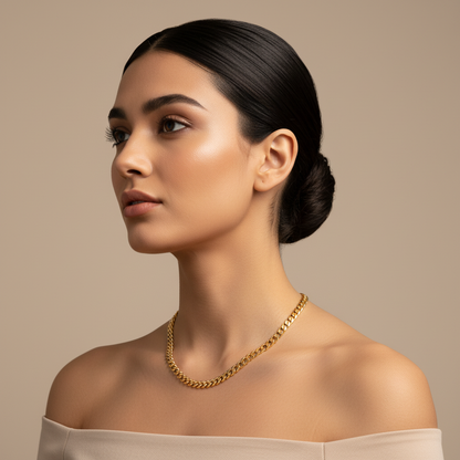 Cuban Link Chain Necklace With Box Clasp  22 Inch - Five