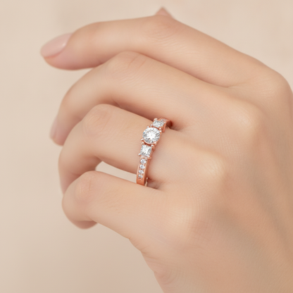 Burning Tri Stone Ring In 925 Sterling Silver - Thirteen