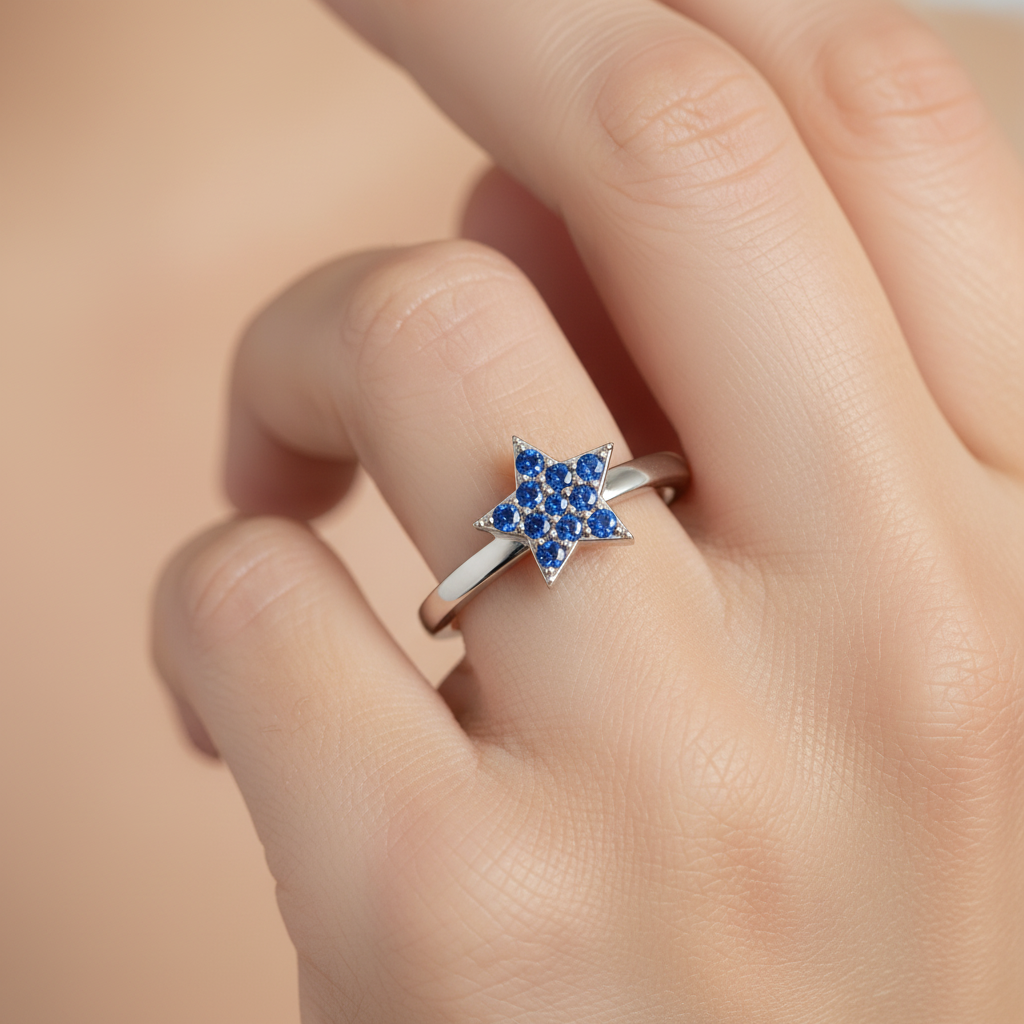 Blue Sapphire Star Cluster Ring - Eight