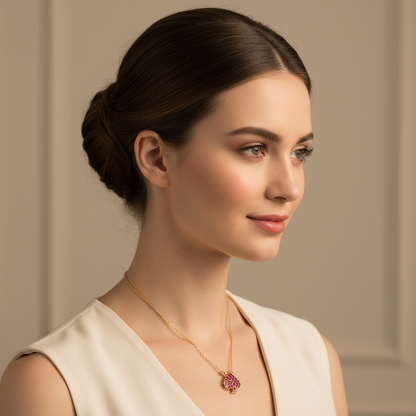 Ruby Spade Pendant Necklace - Five