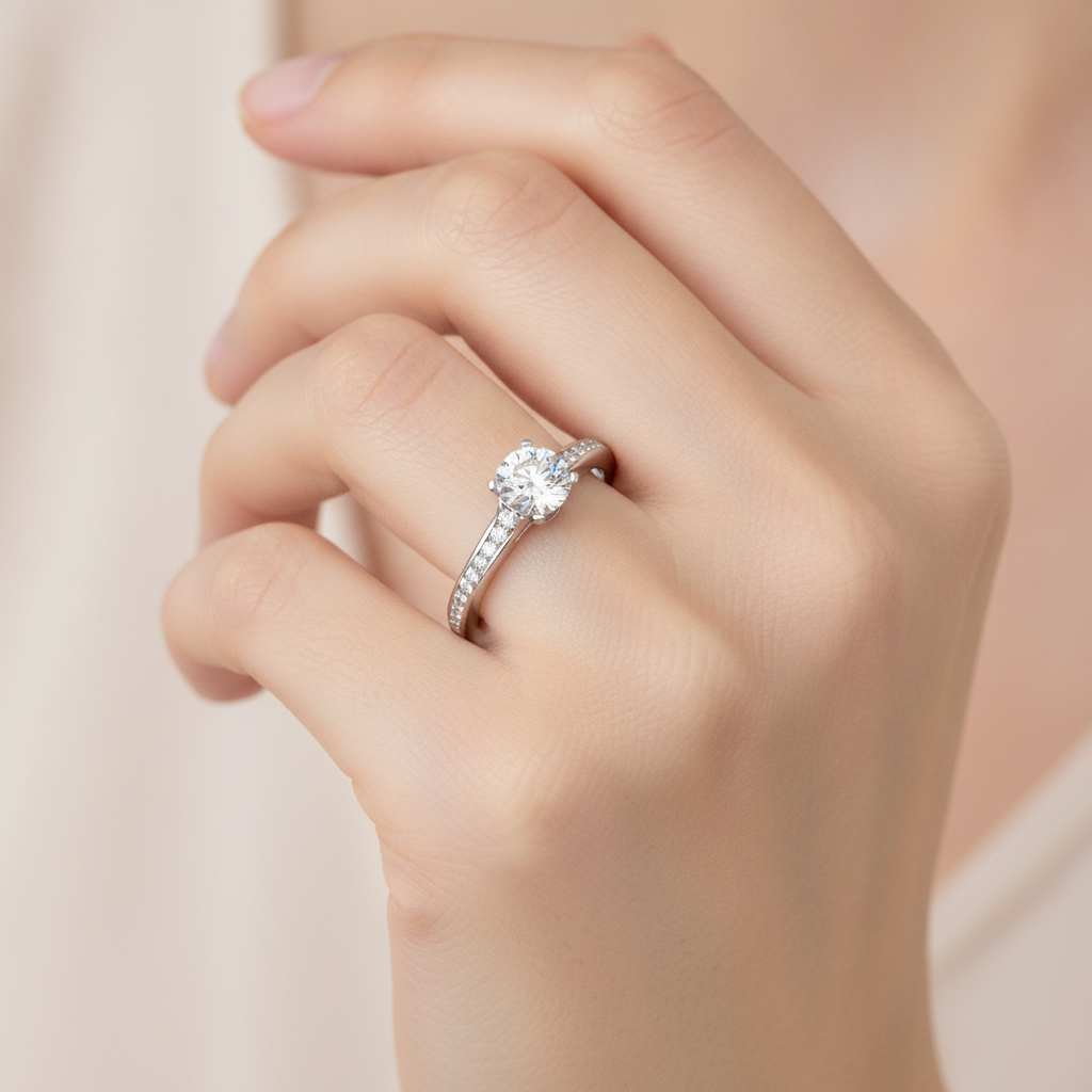Wonderful Solitaire Ring In 925 Sterling Silver - Thirteen