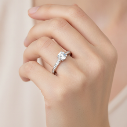 Wonderful Solitaire Ring In 925 Sterling Silver - Thirteen