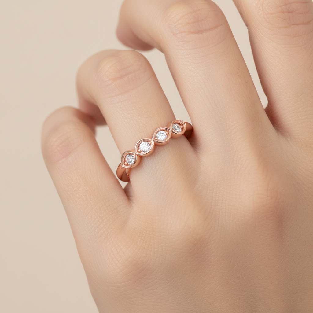 Auroraous Half Eternity Band In 925 Sterling Silver - Thirteen