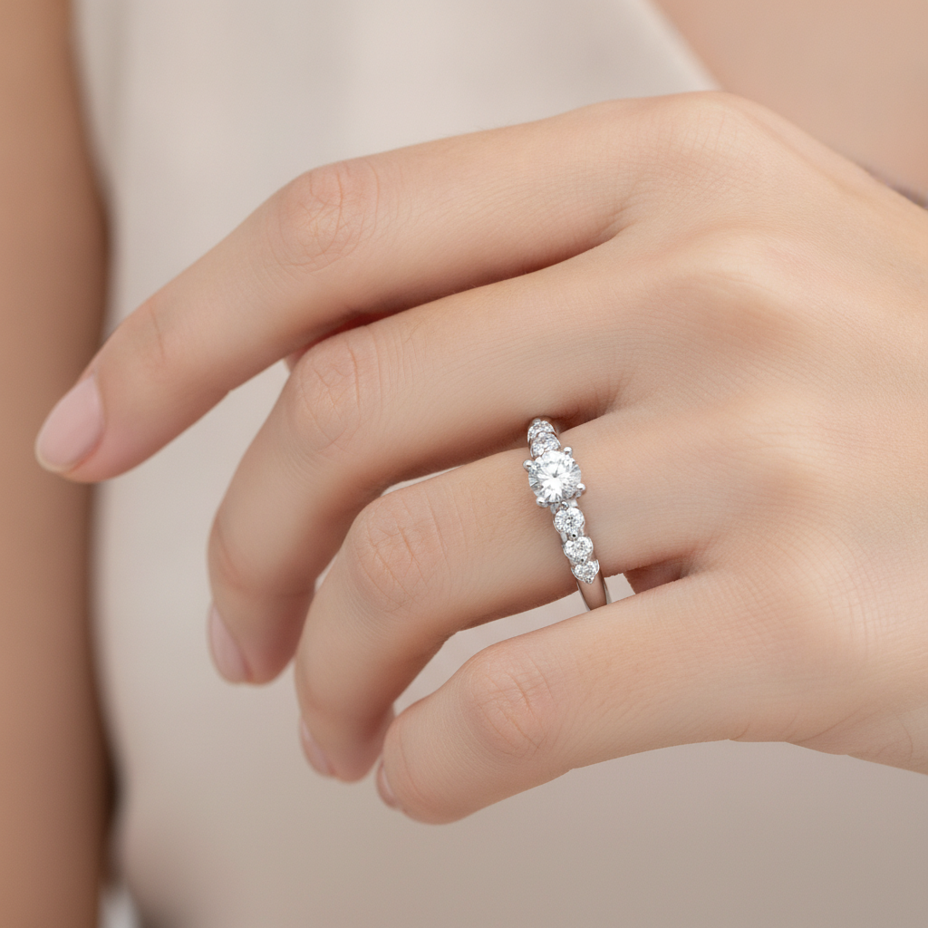 Glimful Solitaire Ring In 925 Sterling Silver - Thirteen
