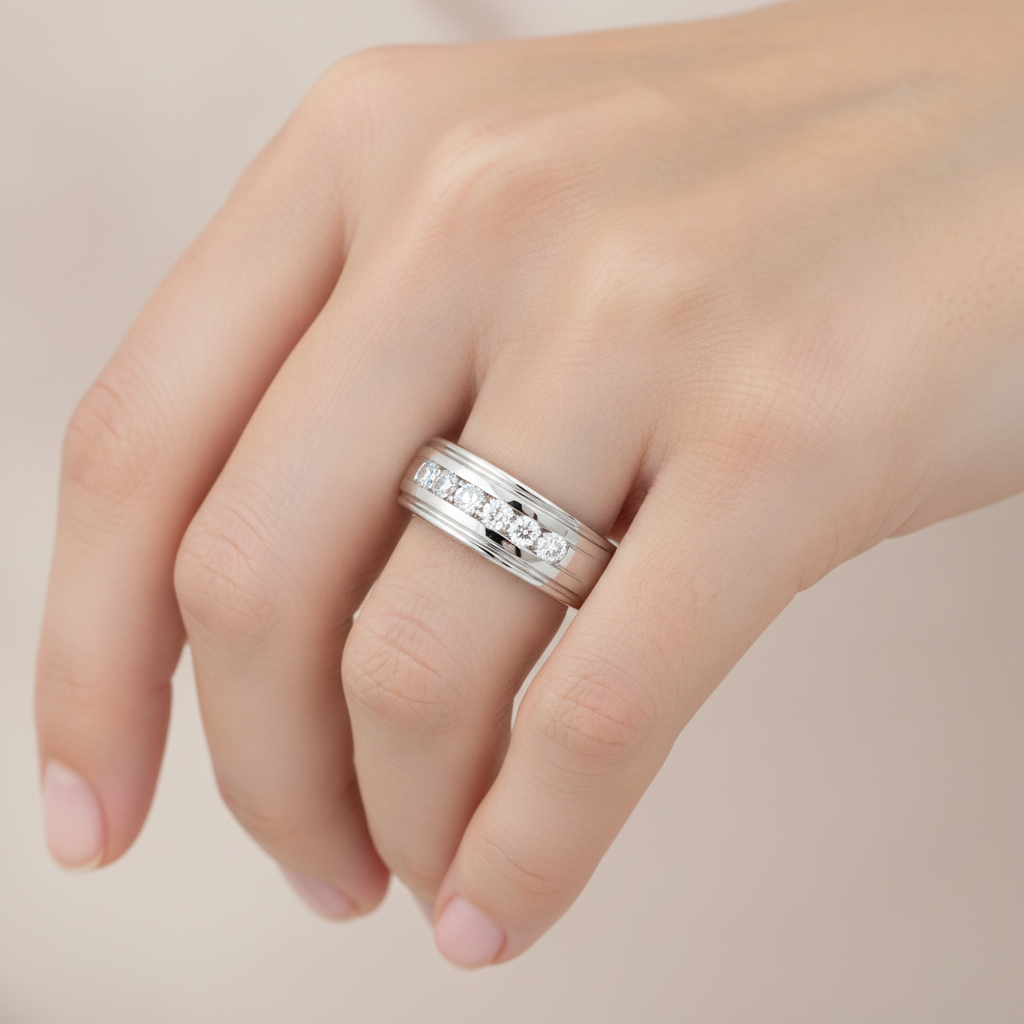 Alluring Men's Broad Band Ring In 925 Sterling Silver - Thirteen