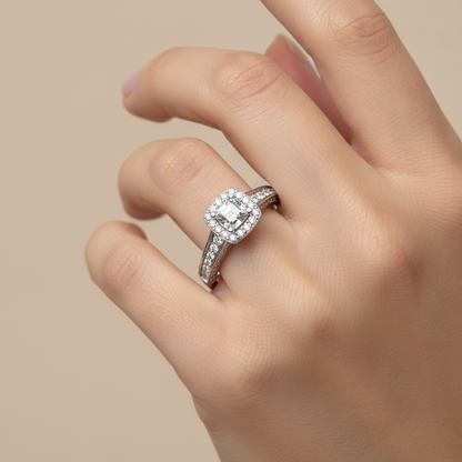 The Impeccable Halo Ring In 925 Sterling Silver - Thirteen