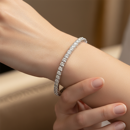 Sterling Silver Round Cut CZ Tennis Bracelet