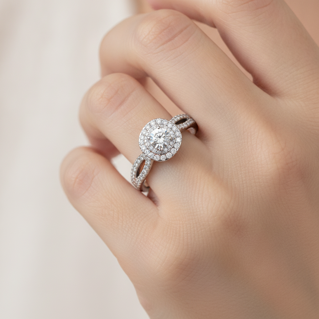 The Innovadora Halo Ring In 925 Sterling Silver - Thirteen