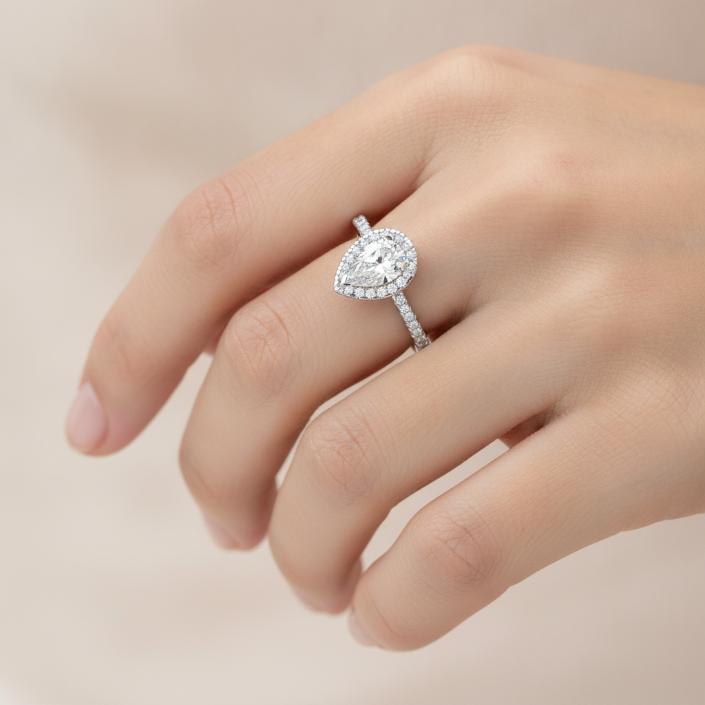 Bonita Pear Shaped Halo Ring - Thirteen