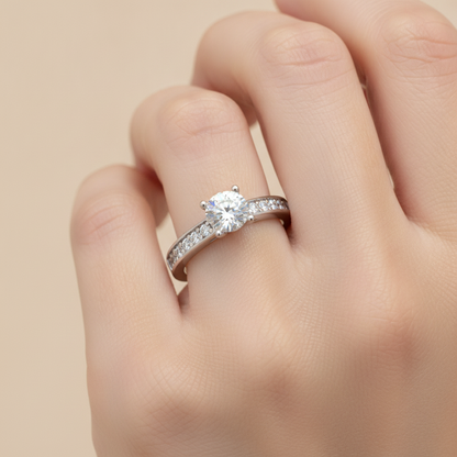 Flower Solitaire Ring In 925 Sterling Silver - Thirteen