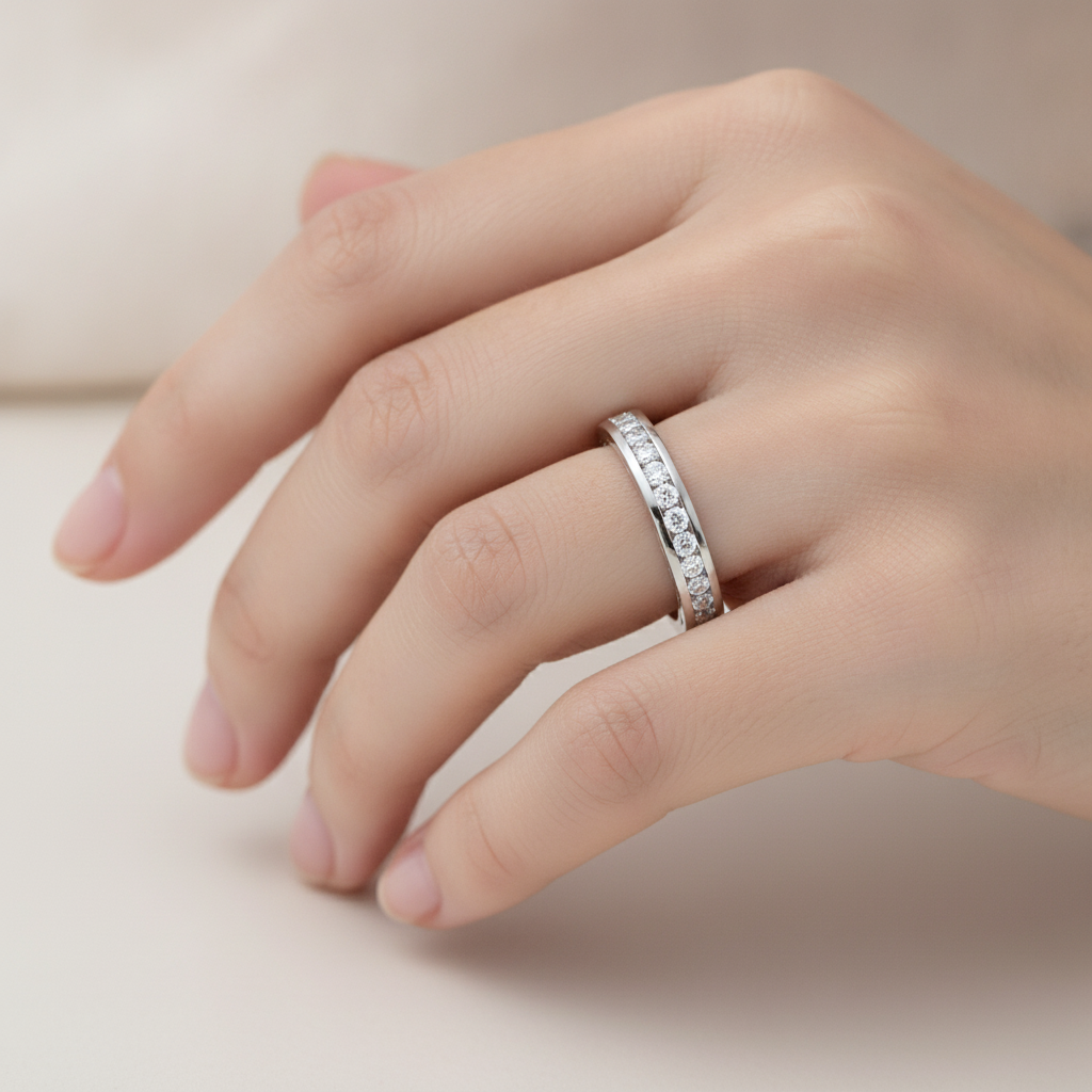 Linda Rosa Diamond Band In 925 Sterling Silver - Thirteen