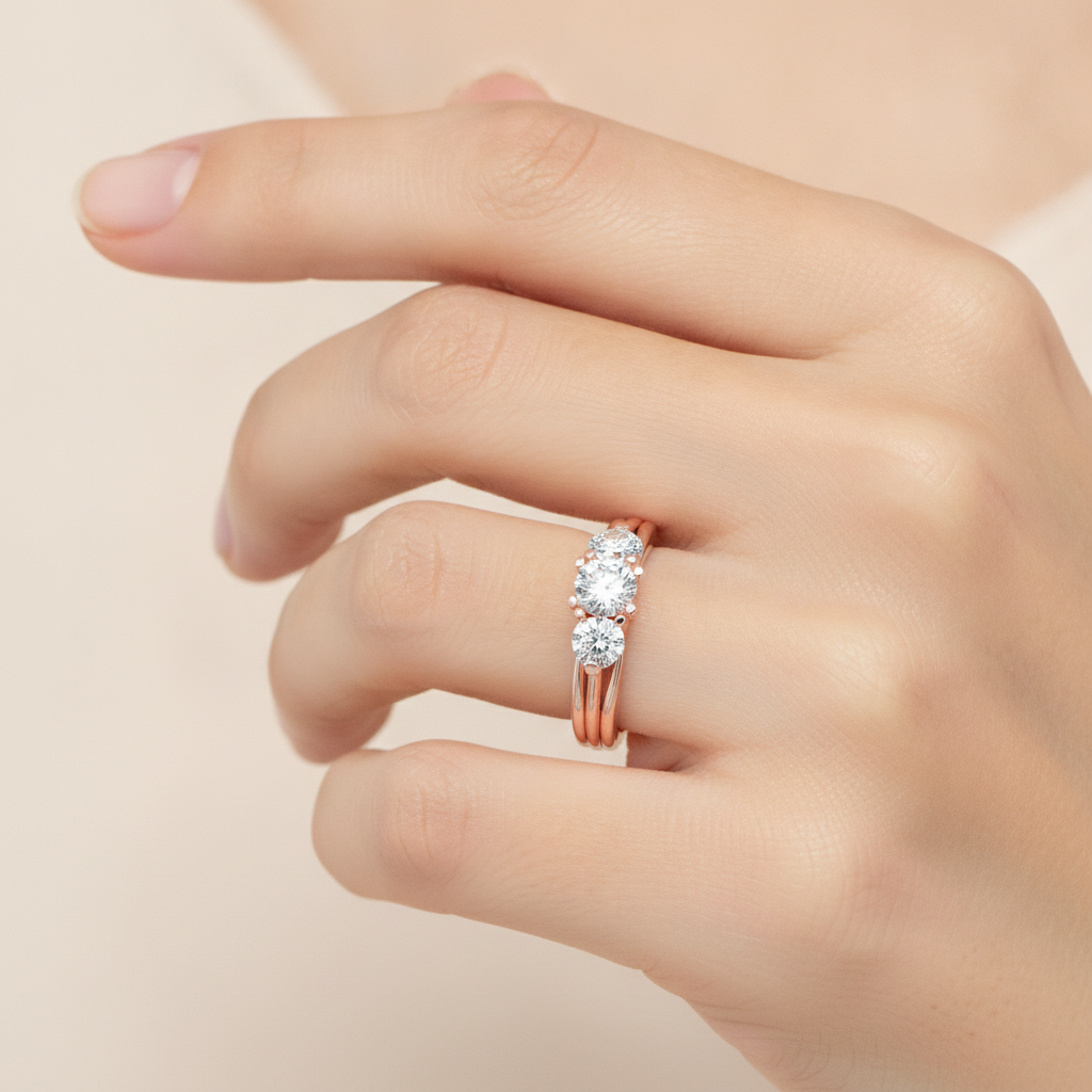 Emerald Seas Tri Stone Ring In 925 Sterling Silver - Thirteen