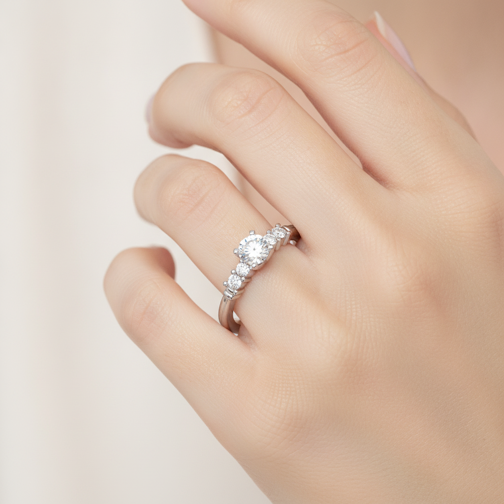 Stately Solitaire Ring In 925 Sterling Silver - Thirteen