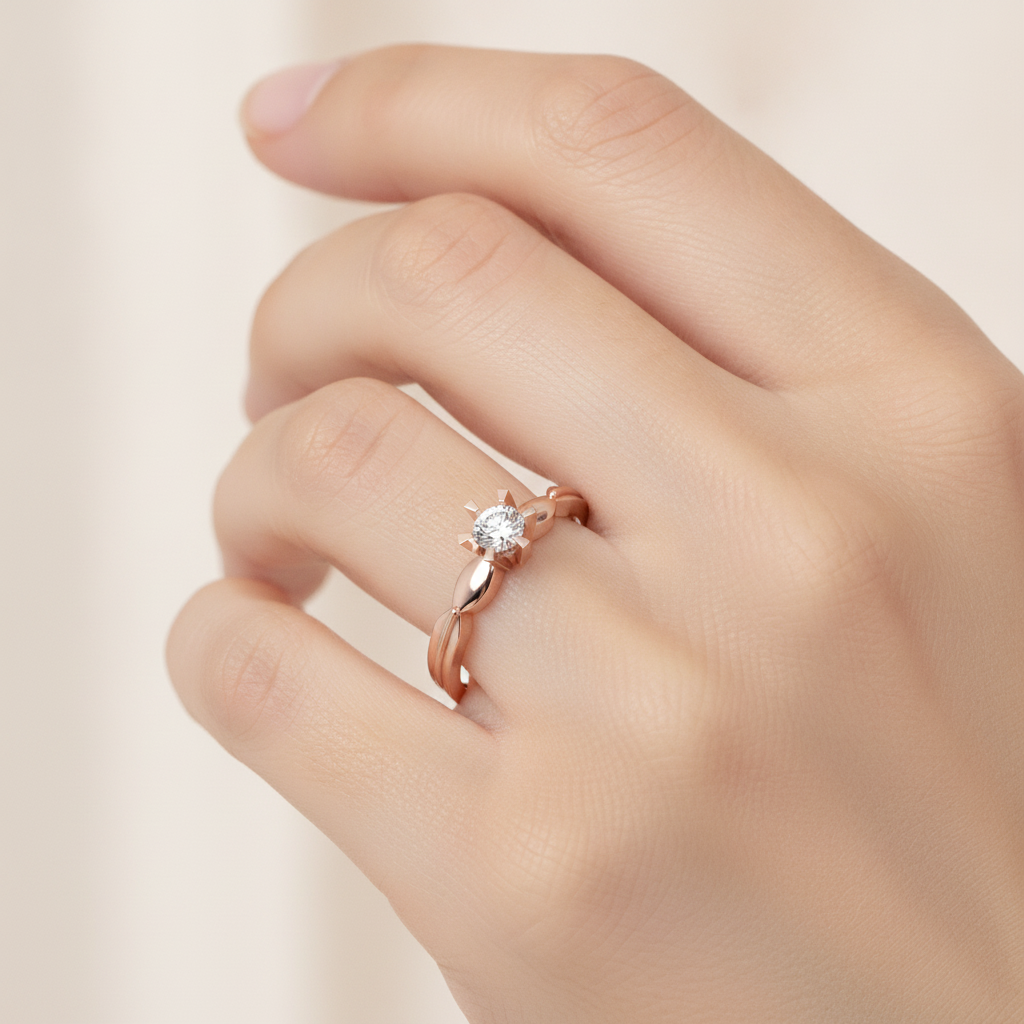 Amazing Hoop Solitaire Ring In 925 Sterling Silver - Thirteen