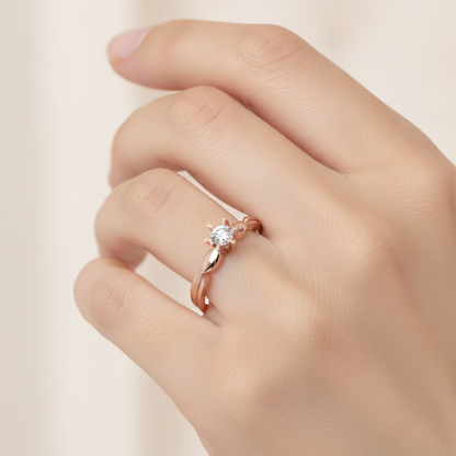 Amazing Hoop Solitaire Ring In 925 Sterling Silver - Thirteen