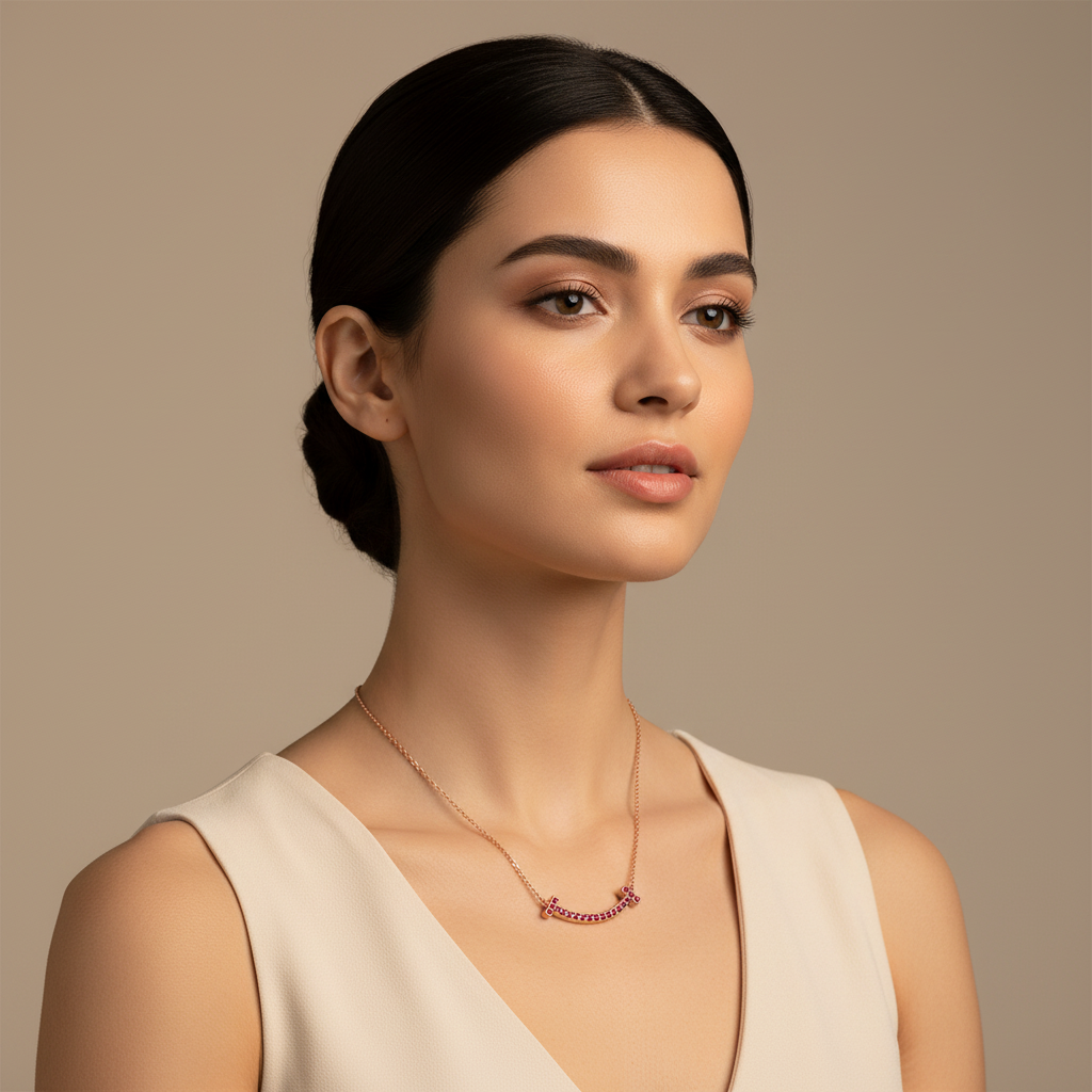 Ruby Smile Pendant Necklace With Chain - Eight