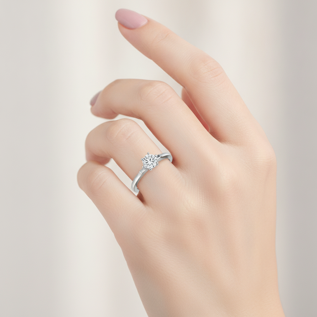 Lissome Solitaire Ring In 925 Sterling Silver - Fourteen