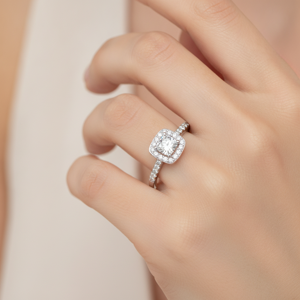Fine Solitaire Ring In 925 Sterling Silver - Thirteen