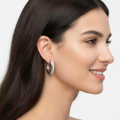 Classic Diamond Hoop Earrings In White Gold – Minimal Everyday Luxury Hoops | Jebij - Two