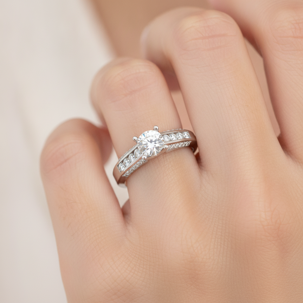 Radiante Solitaire Ring In 925 Sterling Silver - Thirteen