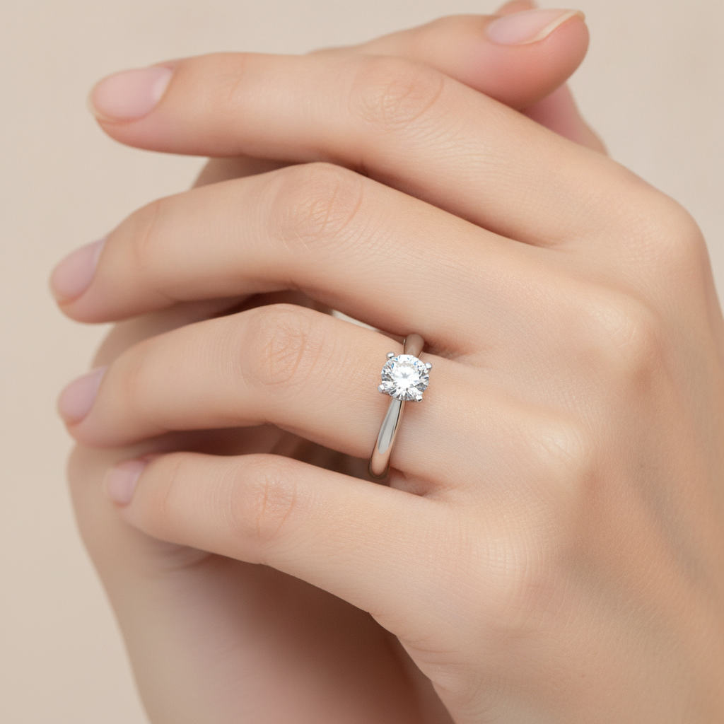 Vello Classic Solitaire Ring In 925 Sterling Silver - Thirteen