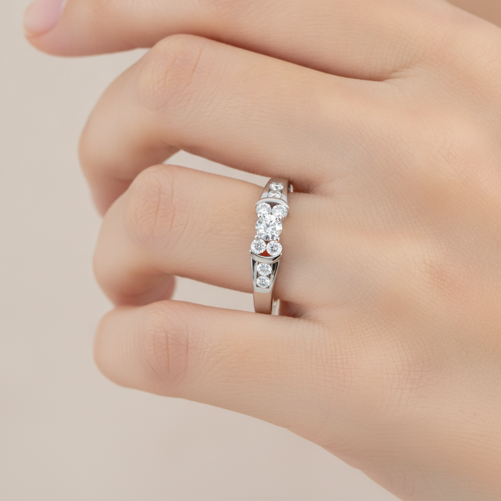 Artistic Solitaire Ring In 925 Sterling Silver - Thirteen