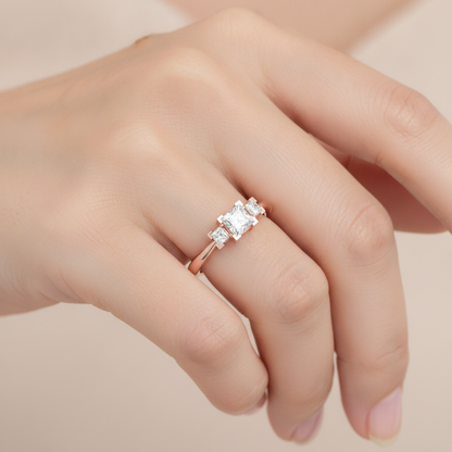 Flashing Tri Stone Ring In 925 Sterling Silver - Thirteen
