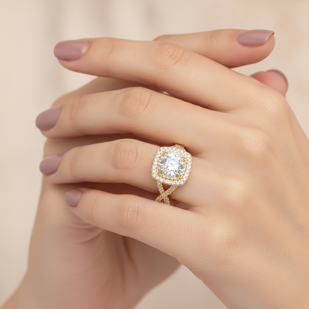 Jocund Halo Ring In 925 Sterling Silver - Fourteen