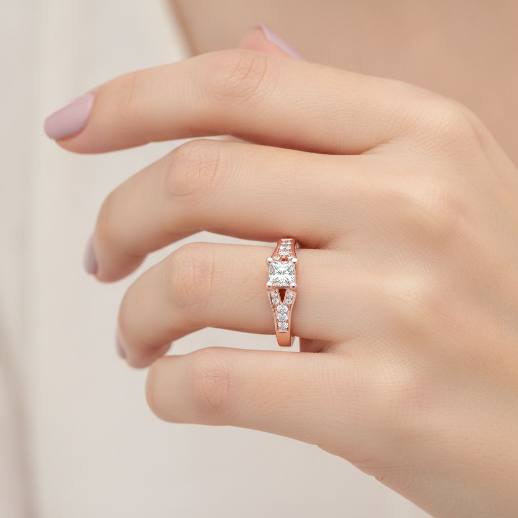 Queen Solitaire Ring In 925 Sterling Silver - Fourteen
