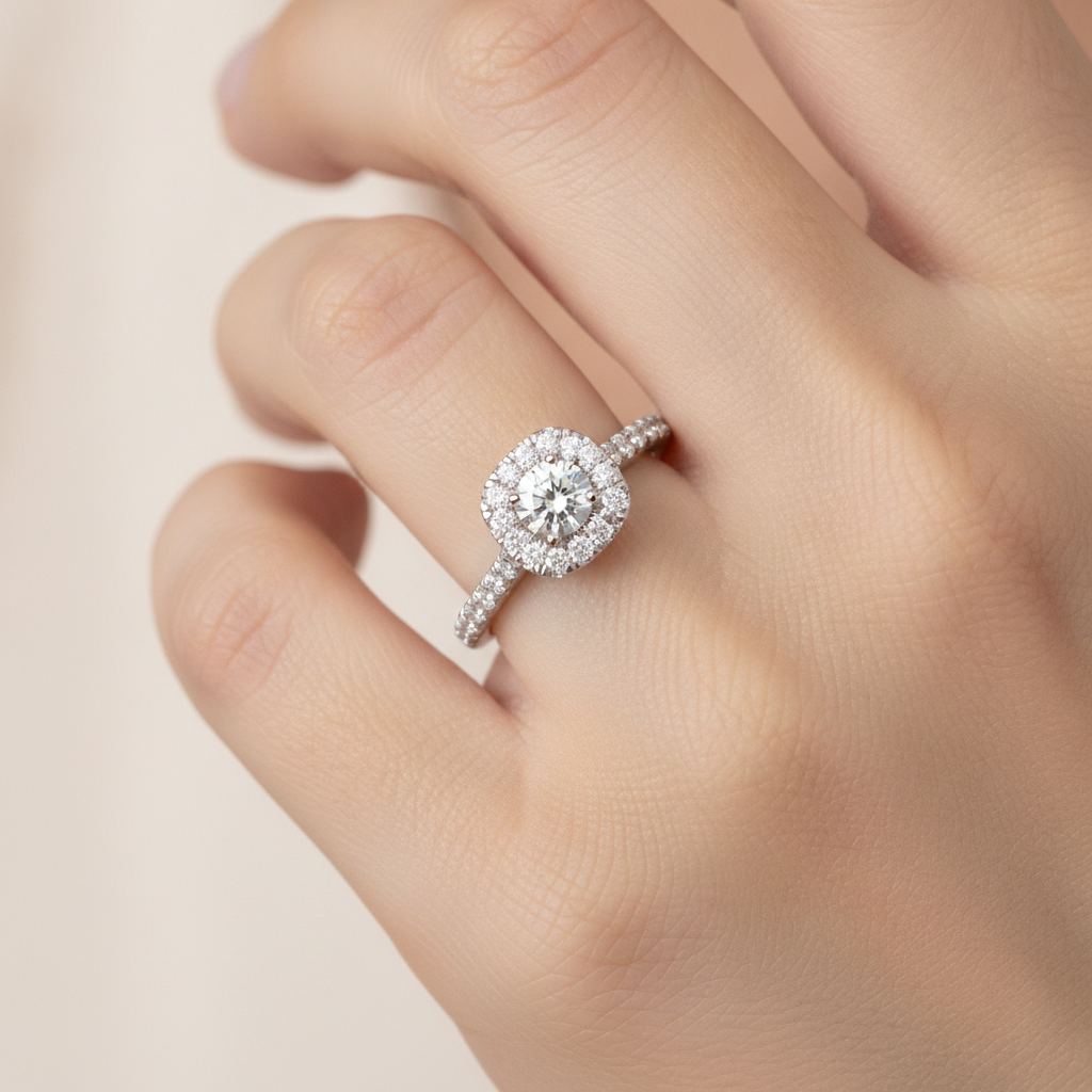 Stylized Solitaire Ring In 925 Sterling Silver - Thirteen