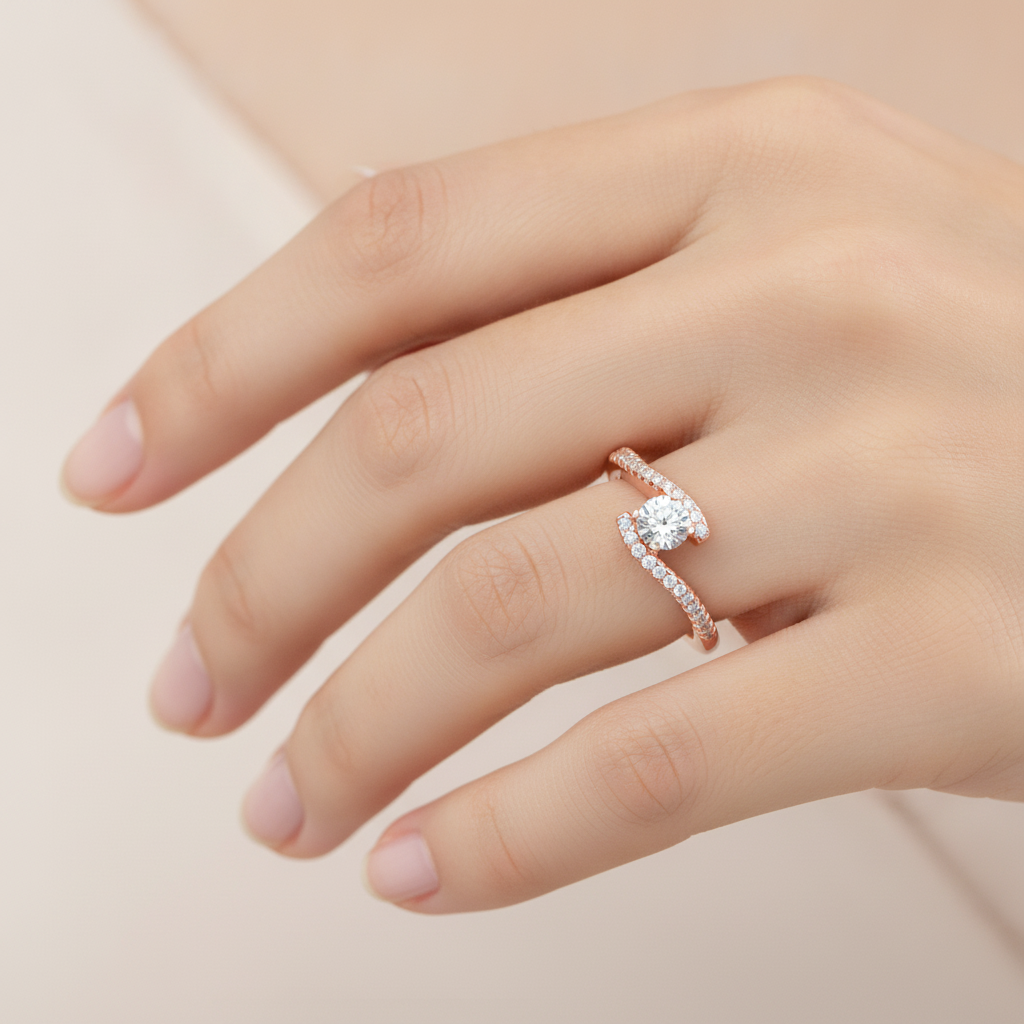 Groovy Diamond Ring In 925 Sterling Silver - Thirteen